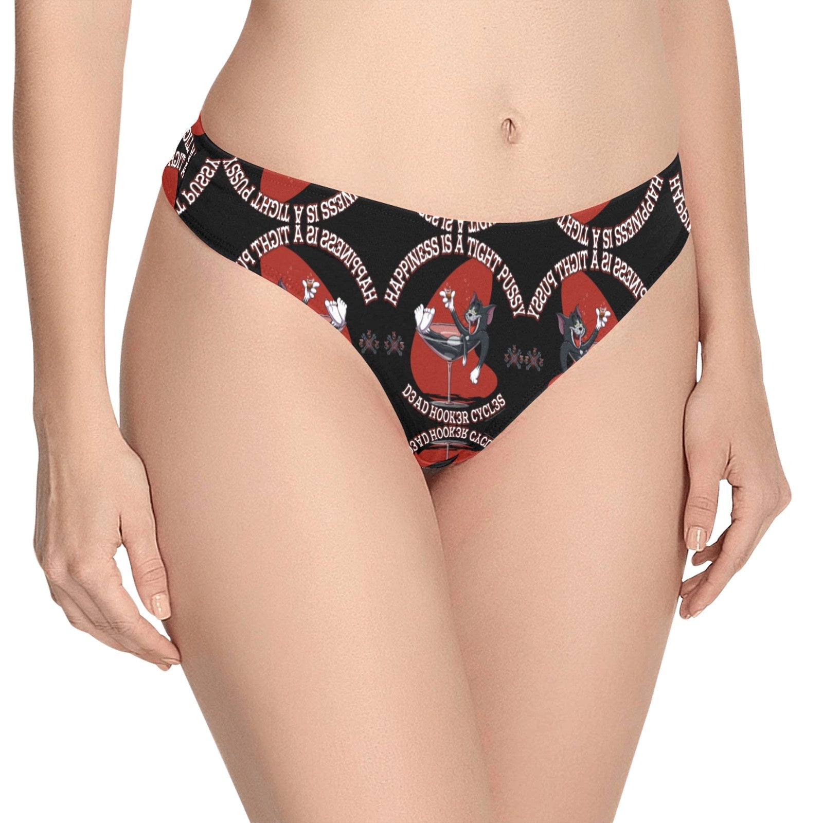 DHC-HAPPINESS-thong-Print Women's All Over Print Thongs (Model L30)