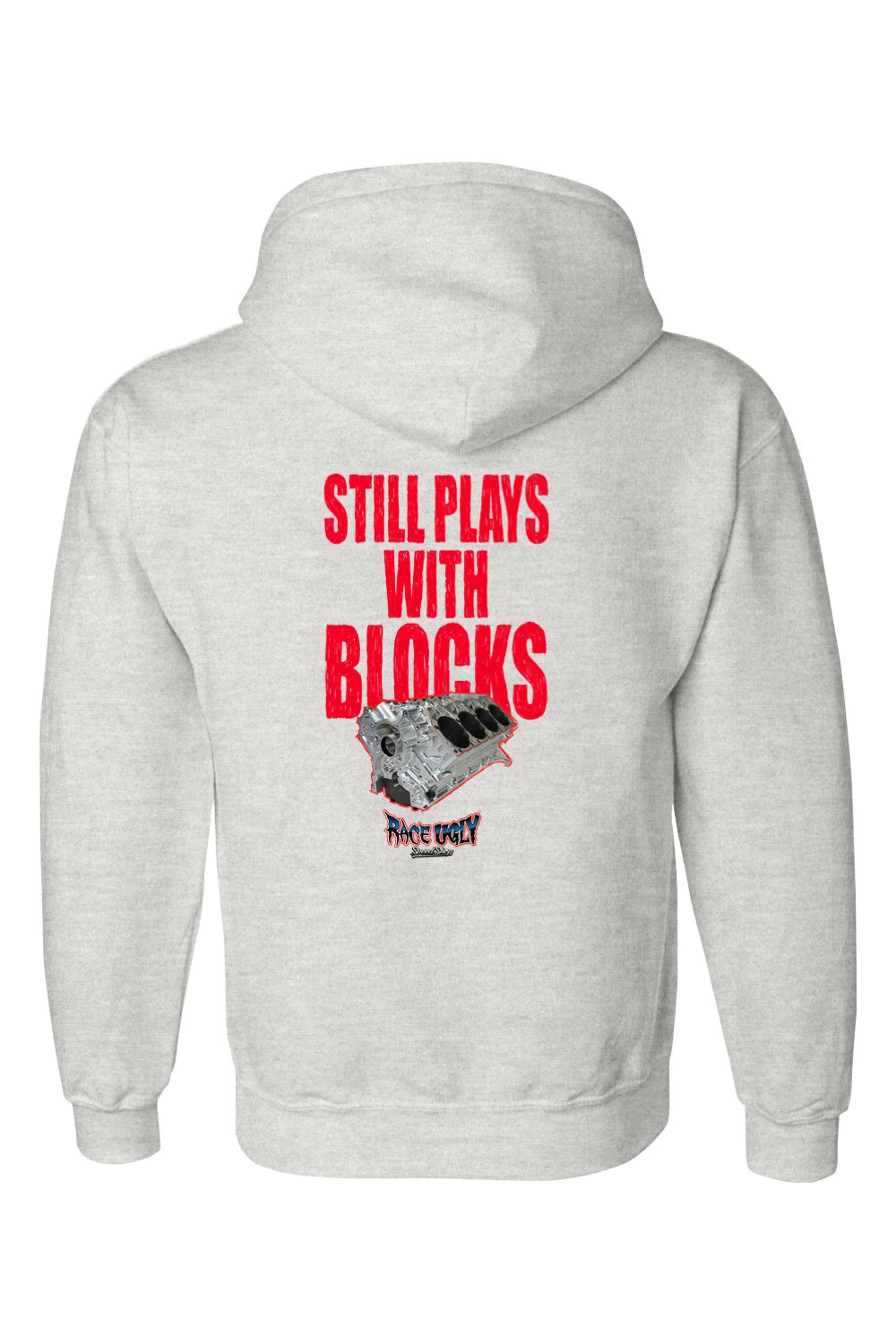 Gildan DryBlend Hooded Sweatshirt "RU BLOCKS" (RED)