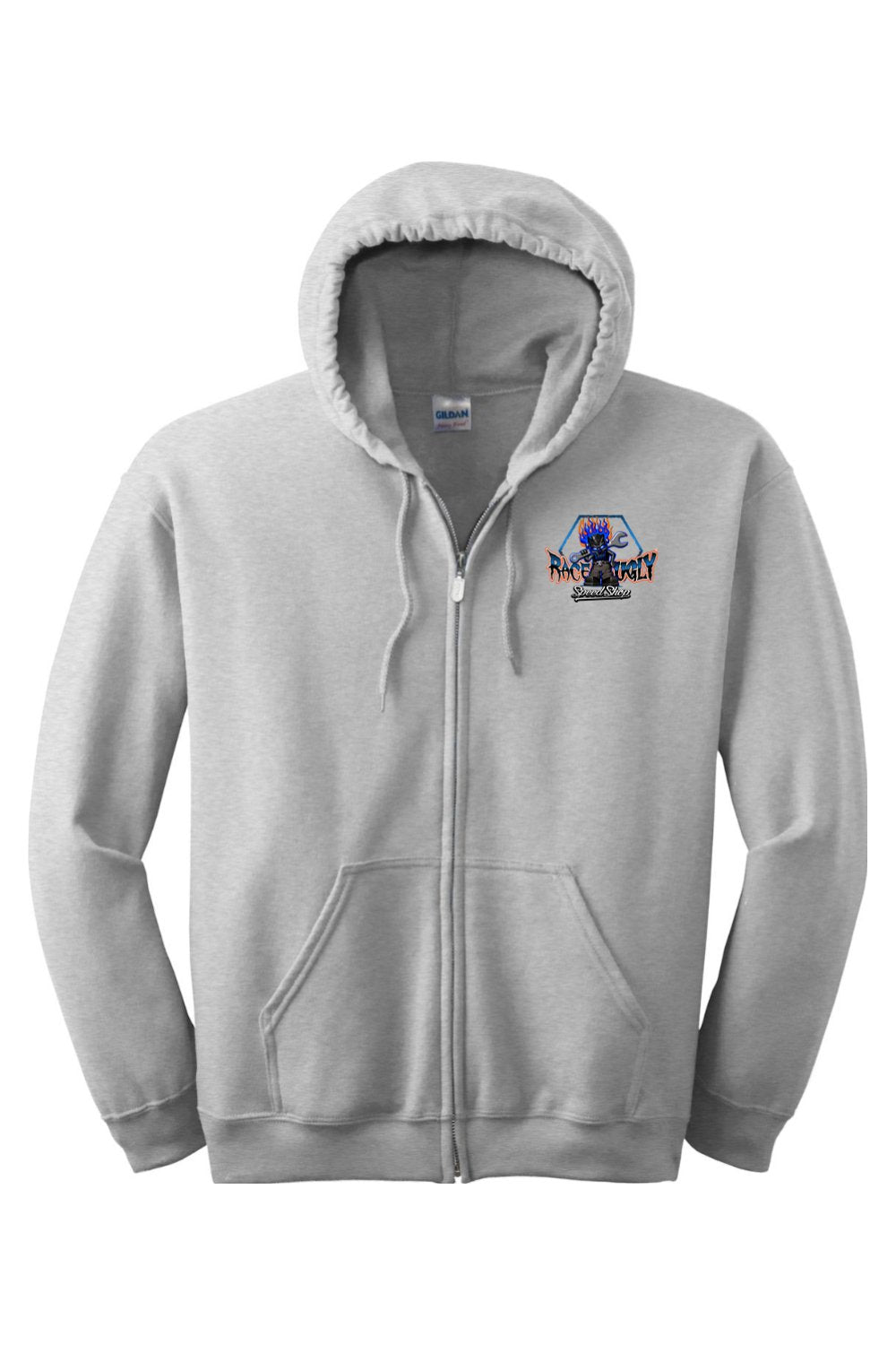 Gildan Heavy Blend Full-Zip Hooded Sweatshirt "RU TEETH" (WHITE)