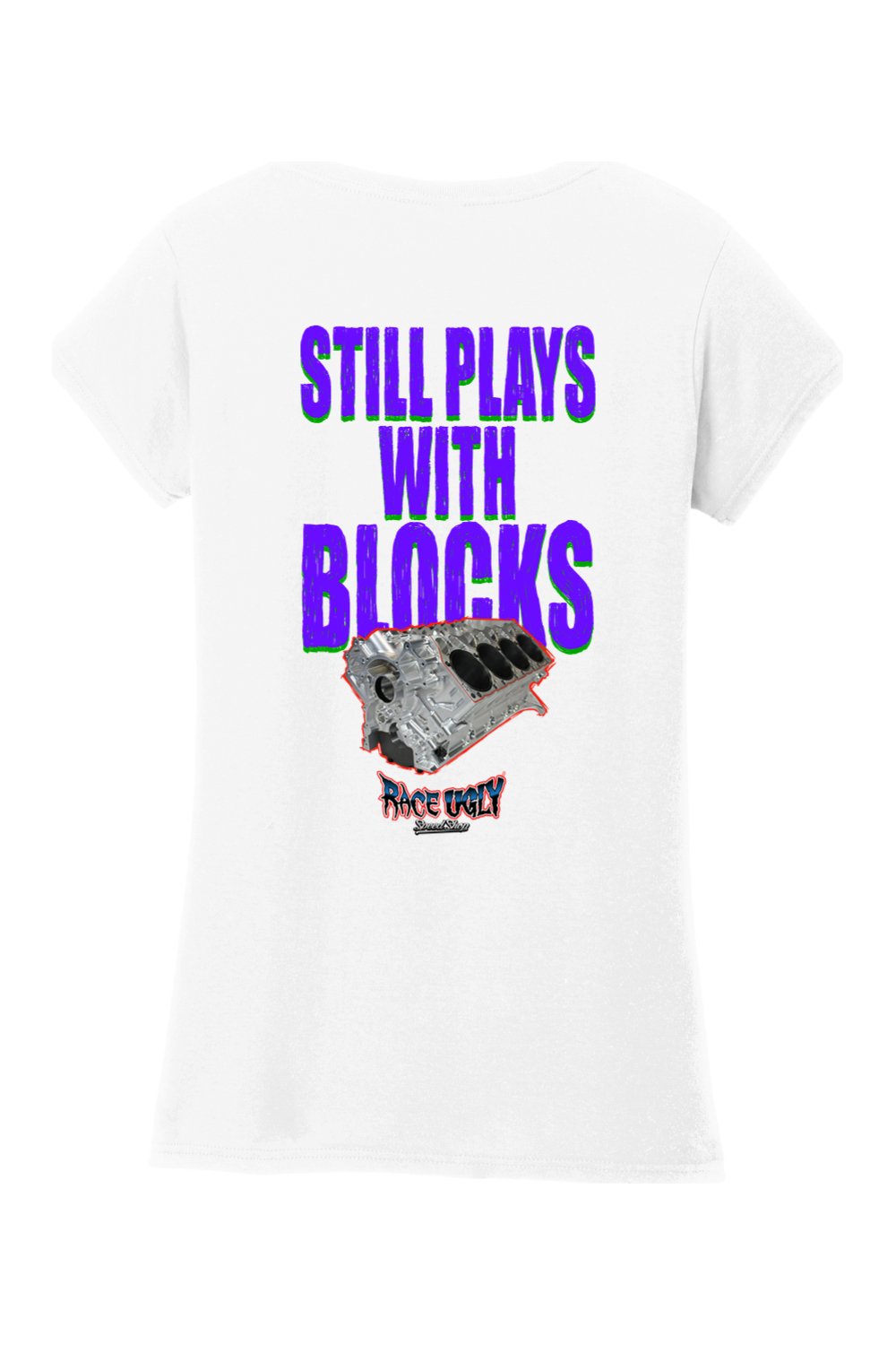 Gildan Softstyle Ladies Fit V-Neck T-Shirt "RU BLOCKS" (PURPLE)