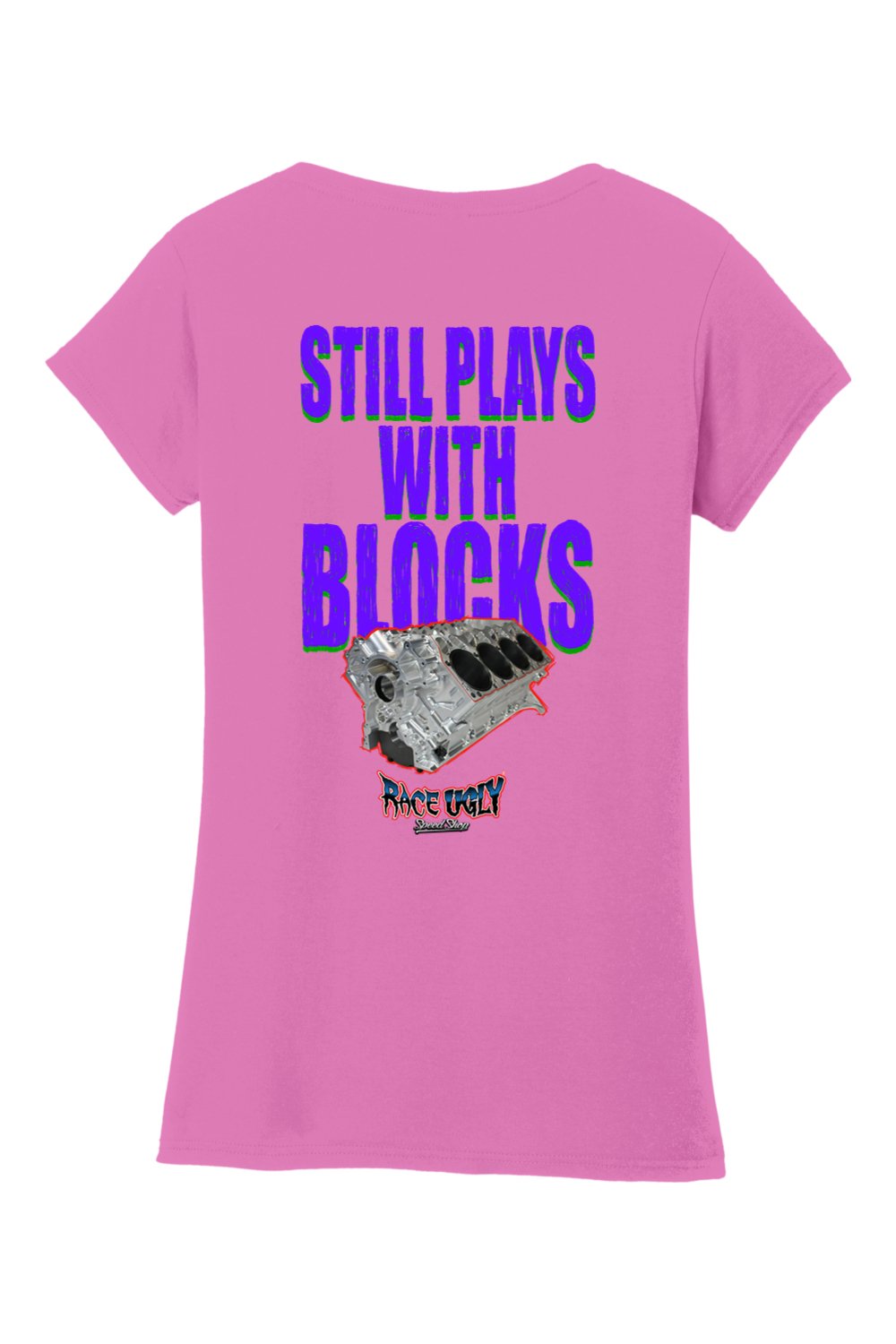 Gildan Softstyle Ladies Fit V-Neck T-Shirt "RU BLOCKS" (PURPLE)