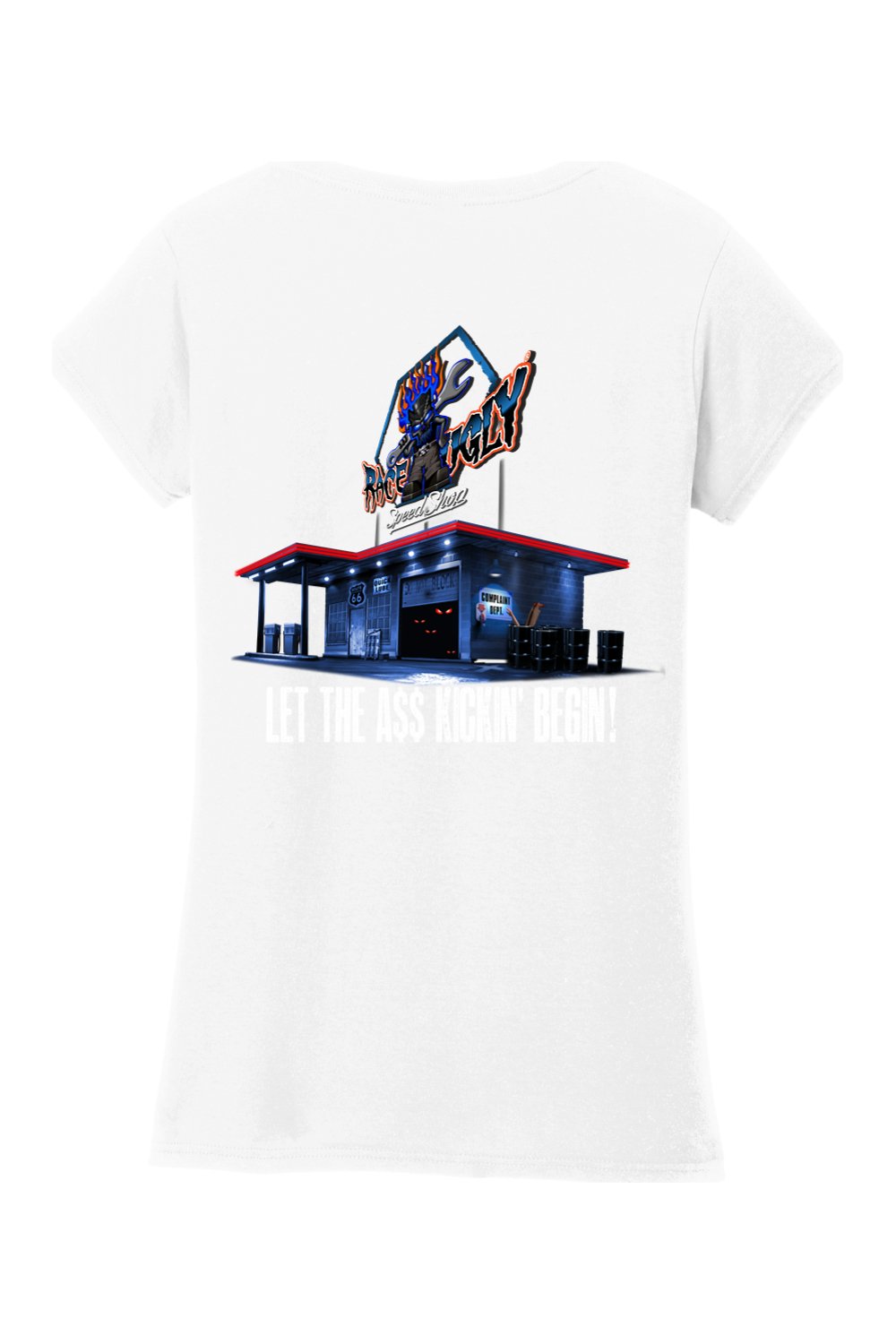 Gildan Softstyle Ladies Fit V-Neck T-Shirt "RU GARAGE"