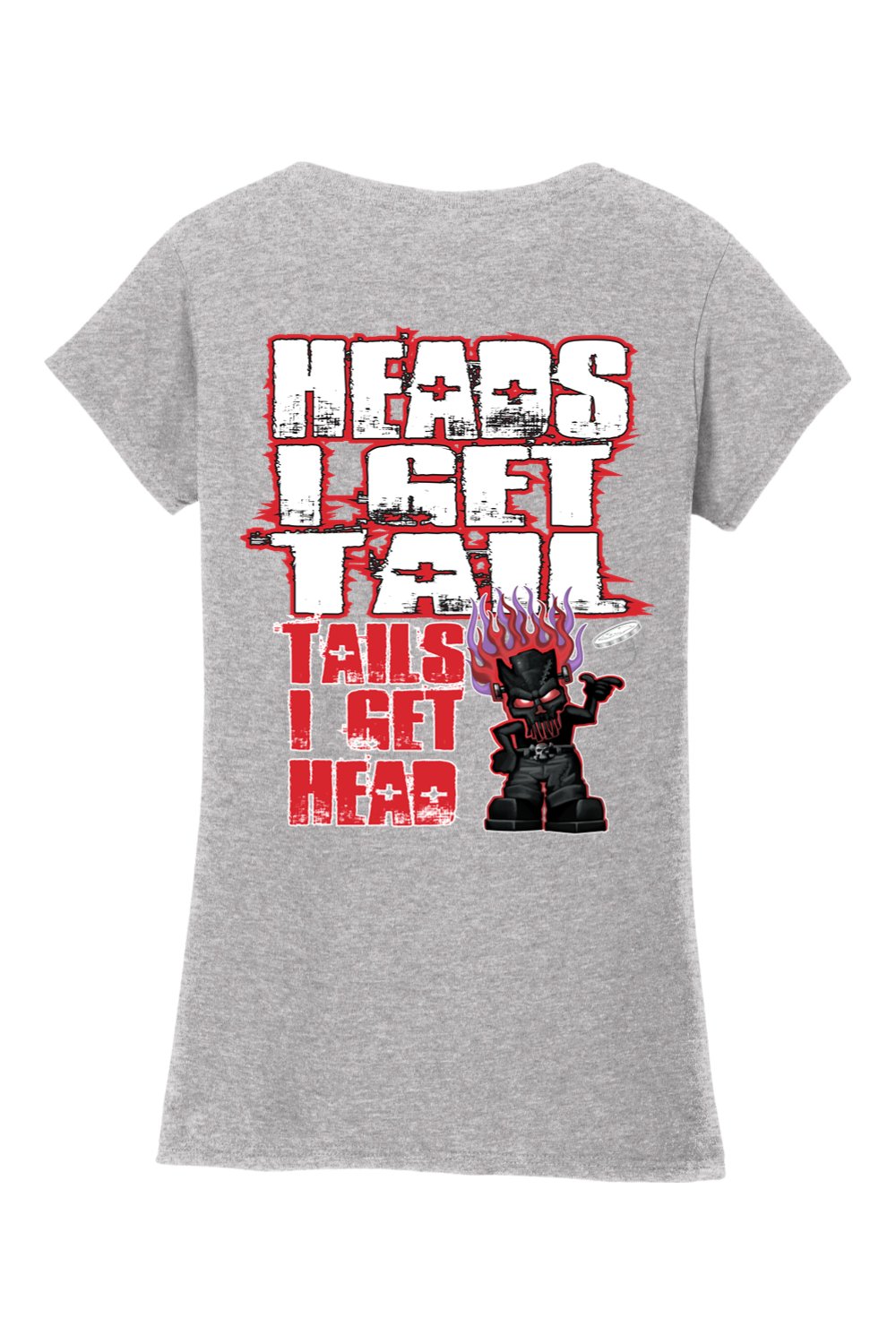 Gildan Softstyle Ladies Fit V-Neck T-Shirt "RU HEADS/TAILS"
