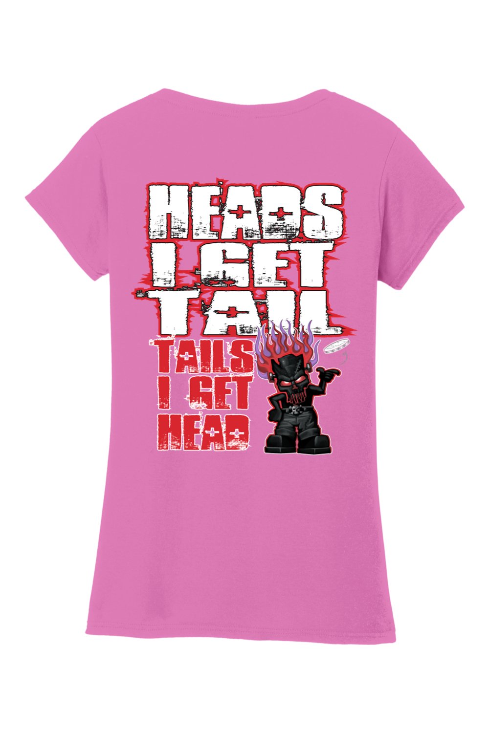 Gildan Softstyle Ladies Fit V-Neck T-Shirt "RU HEADS/TAILS"