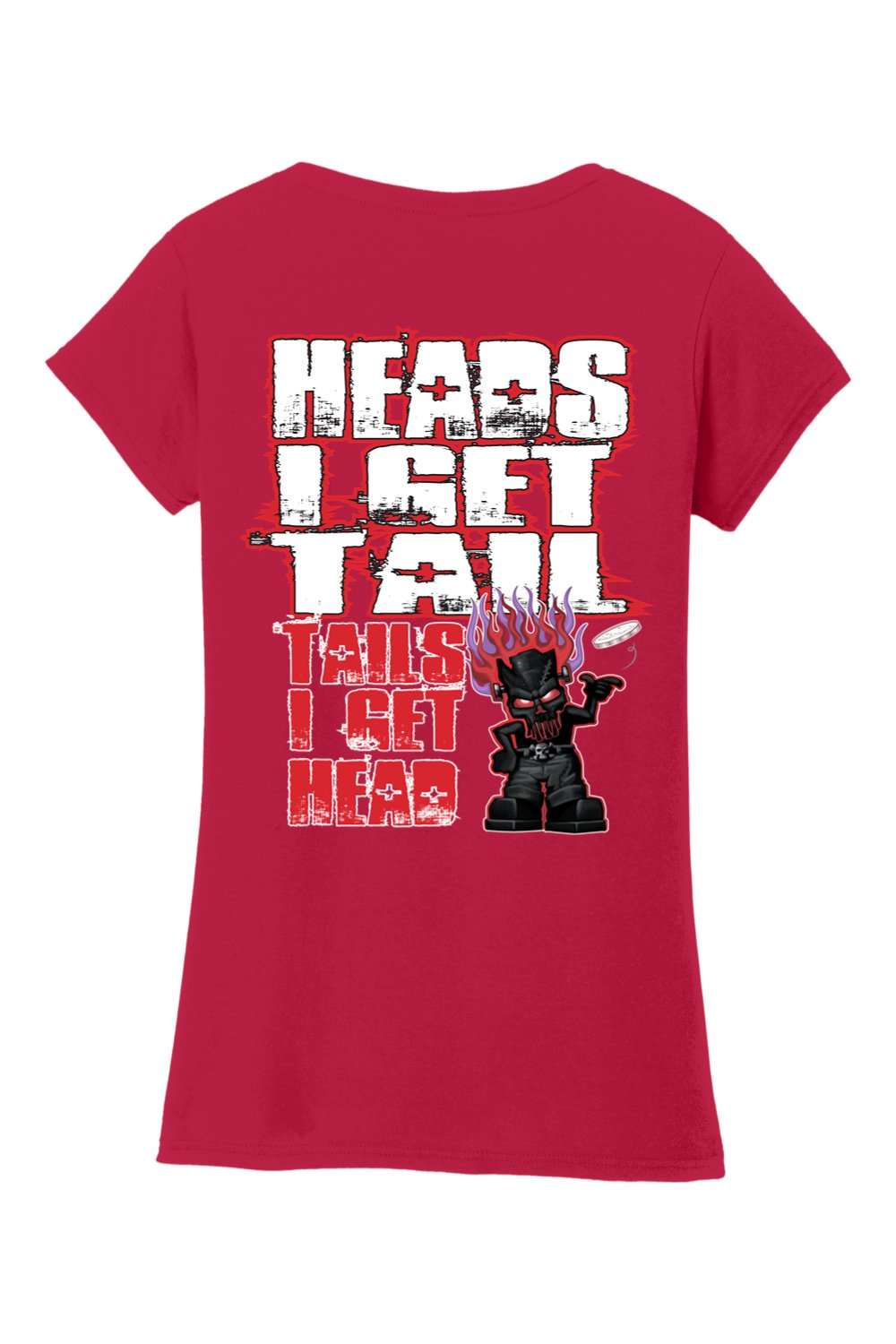 Gildan Softstyle Ladies Fit V-Neck T-Shirt "RU HEADS/TAILS"