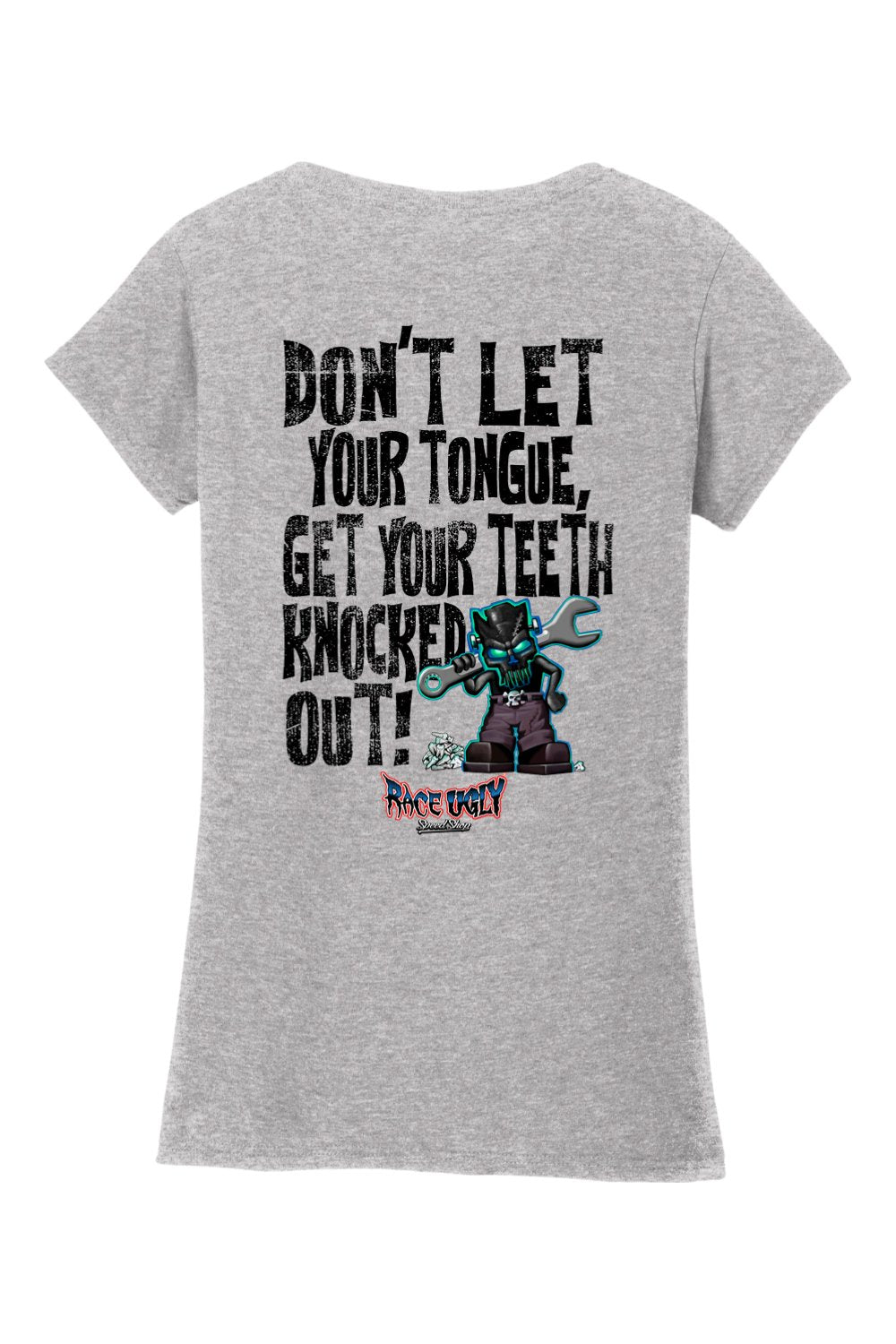 Gildan Softstyle Ladies Fit V-Neck T-Shirt "RU TEETH" (BLACK)