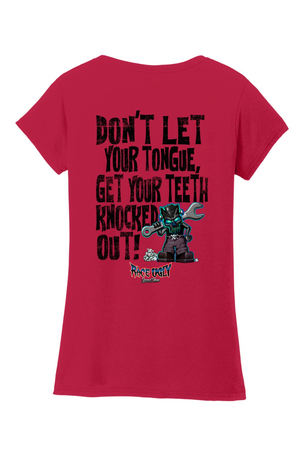 Gildan Softstyle Ladies Fit V-Neck T-Shirt "RU TEETH" (BLACK)