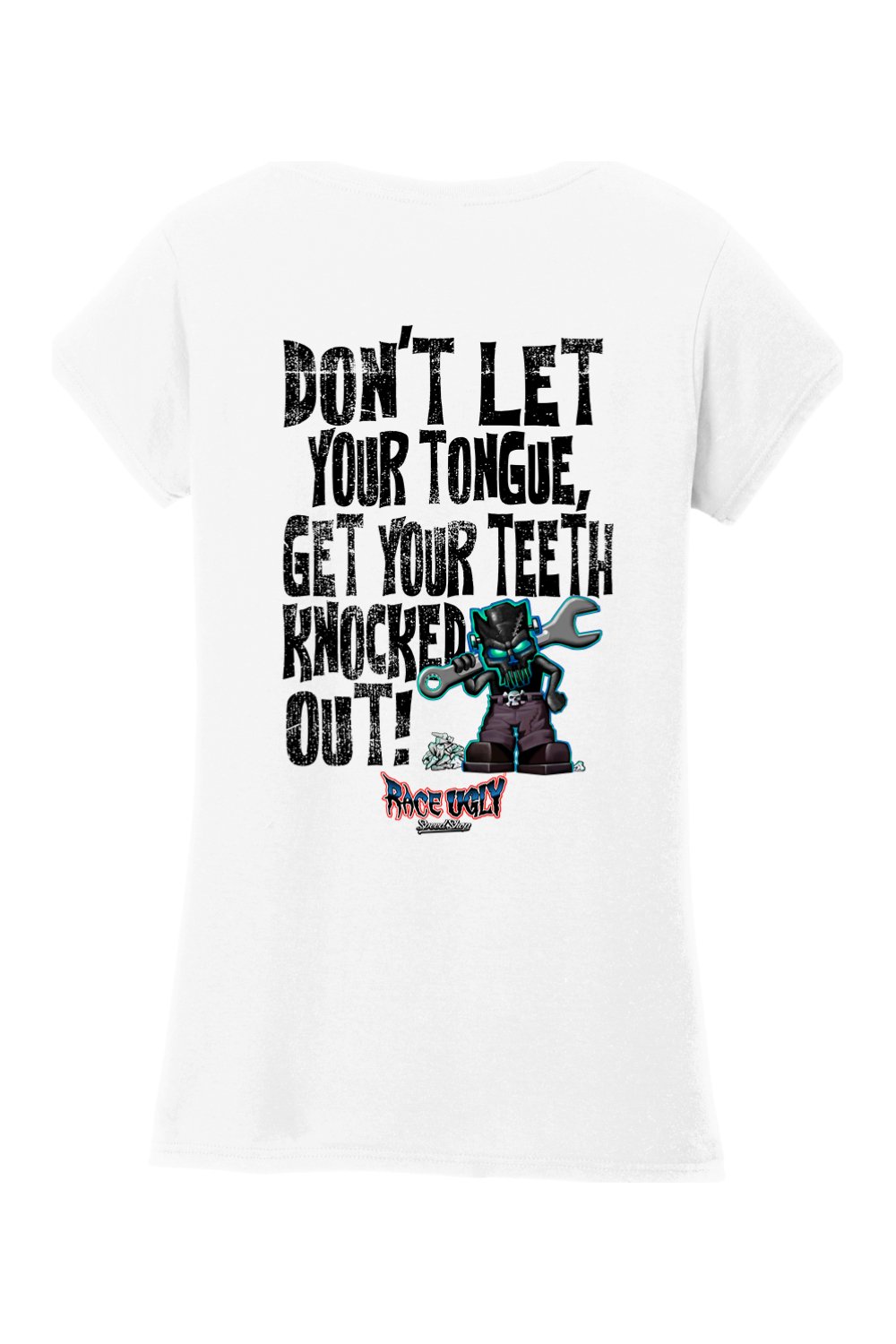 Gildan Softstyle Ladies Fit V-Neck T-Shirt "RU TEETH" (BLACK)