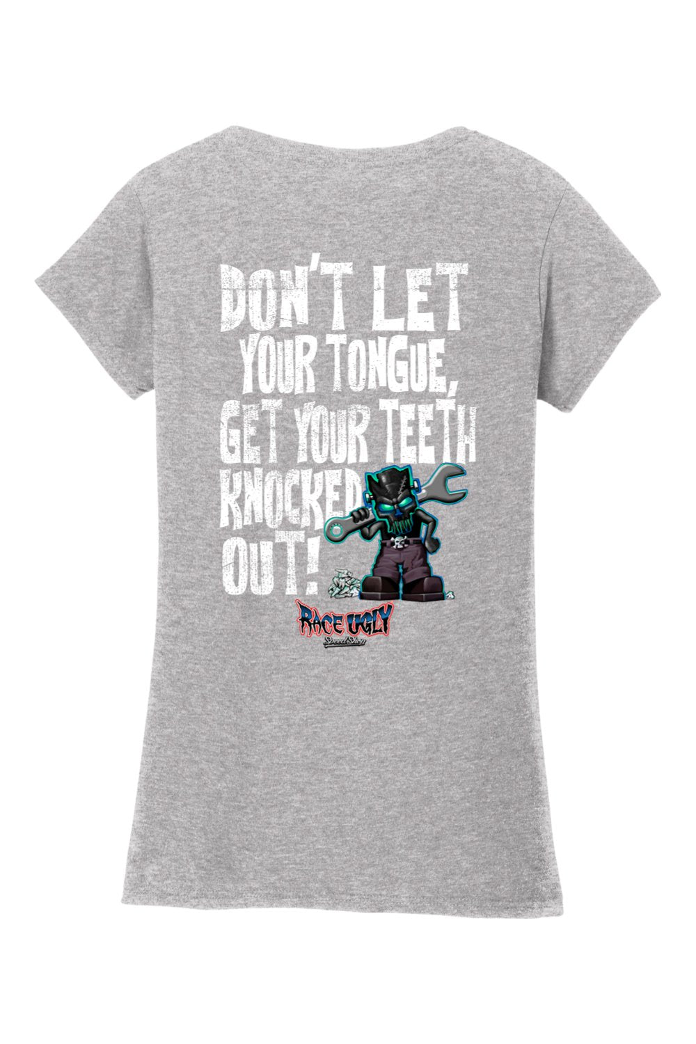 Gildan Softstyle Ladies Fit V-Neck T-Shirt "RU TEETH" (WHITE)