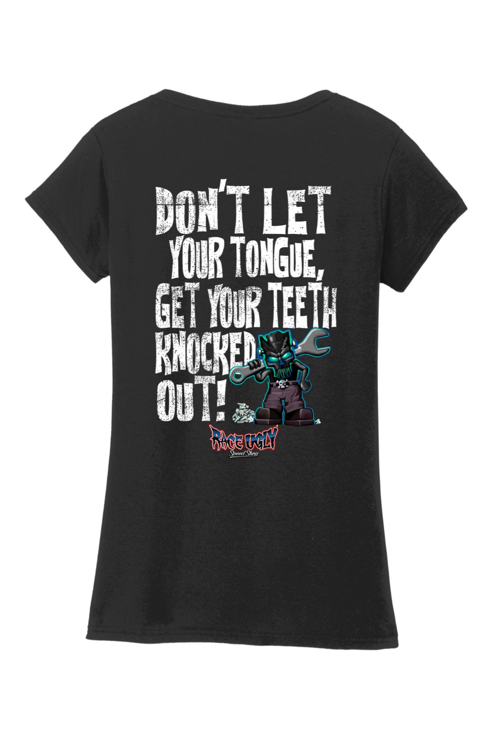 Gildan Softstyle Ladies Fit V-Neck T-Shirt "RU TEETH" (WHITE)