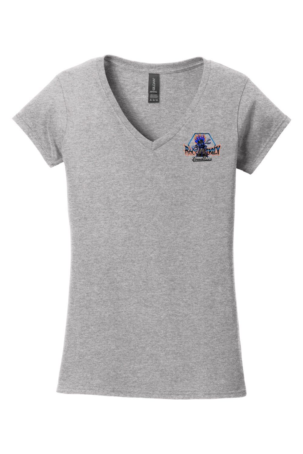 Gildan Softstyle Ladies Fit V-Neck T-Shirt "RU TEETH" (WHITE)