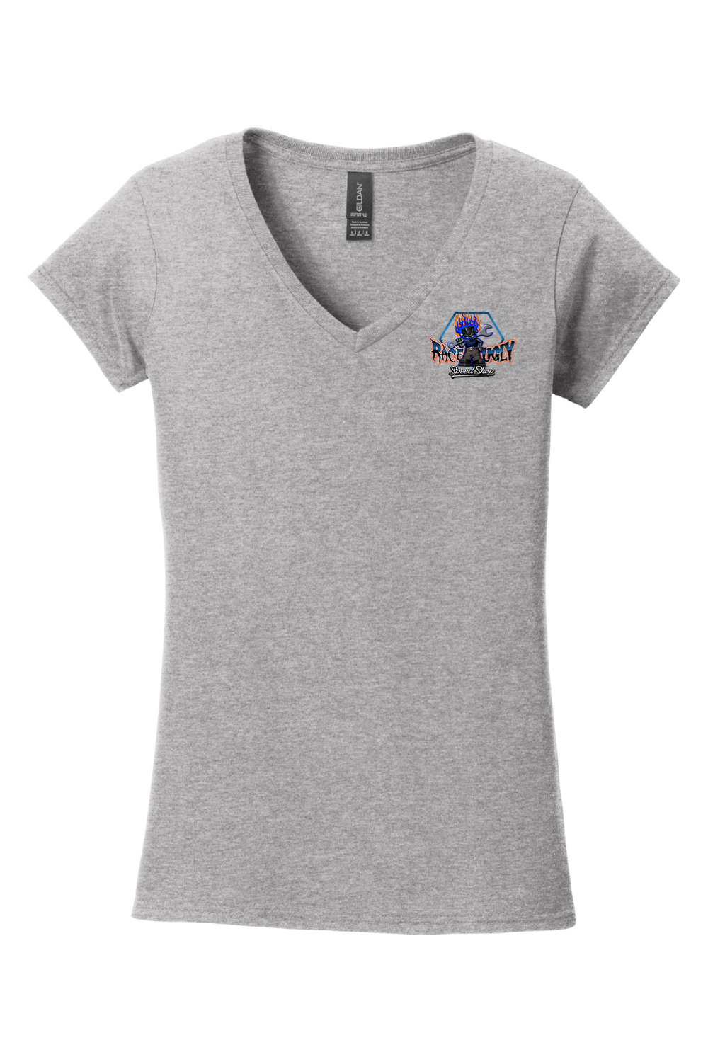Gildan Softstyle Ladies Fit V-Neck T-Shirt "RU BLOCKS" (PURPLE)
