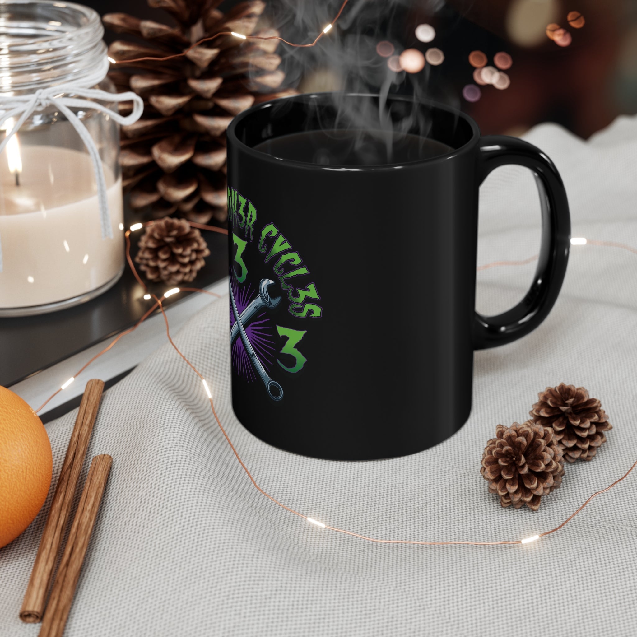 11oz Black Mug "DHC 333 GREEN" - 1