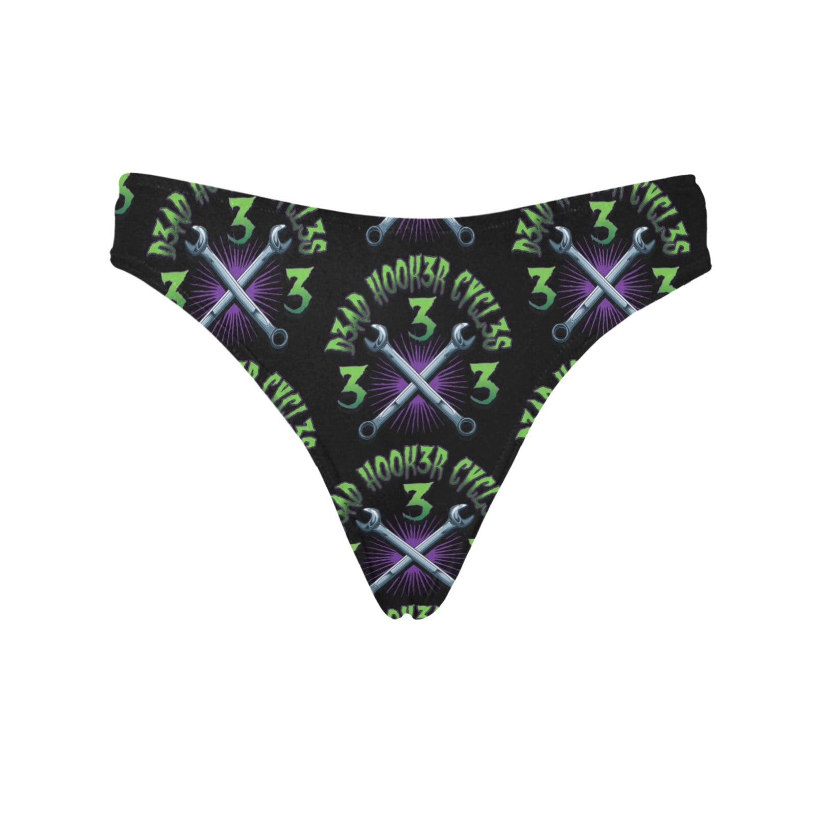 DHC-GREEN_thong-Pocket-Print Women's All Over Print Thongs (Model L30)