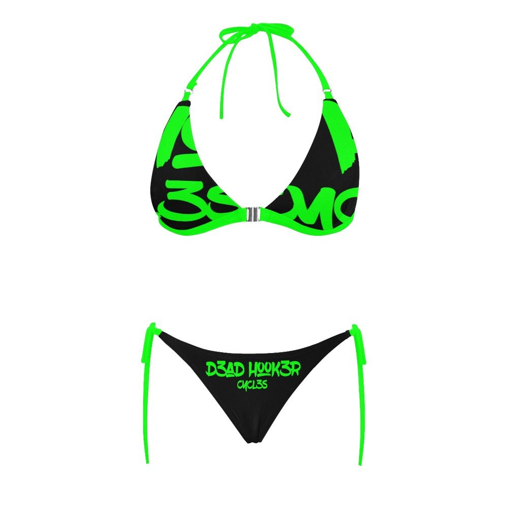 DHC logos-green-04 Sexy Halter Bikini Swimsuit (Front Buckle) (Model S08)