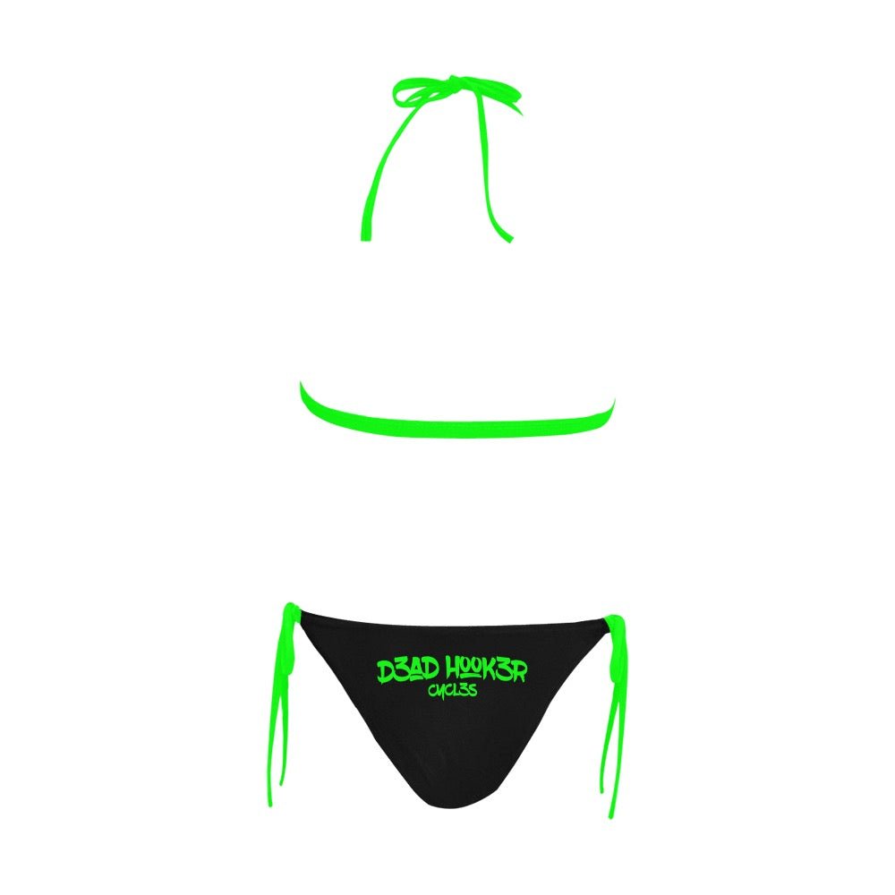 DHC logos-green-04 Sexy Halter Bikini Swimsuit (Front Buckle) (Model S08)
