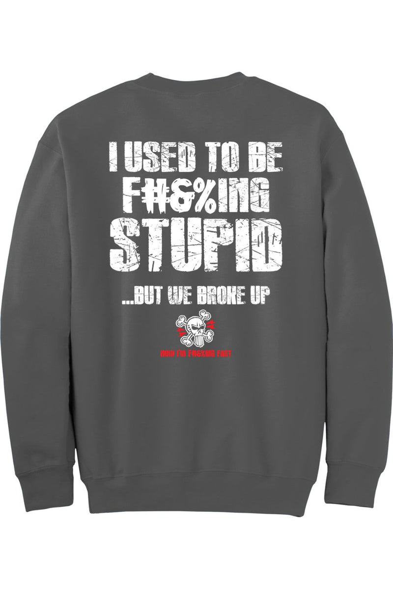 Gildan - DryBlend Crewneck Sweatshirt "RU F#&%ING STUPID" (WHITE)