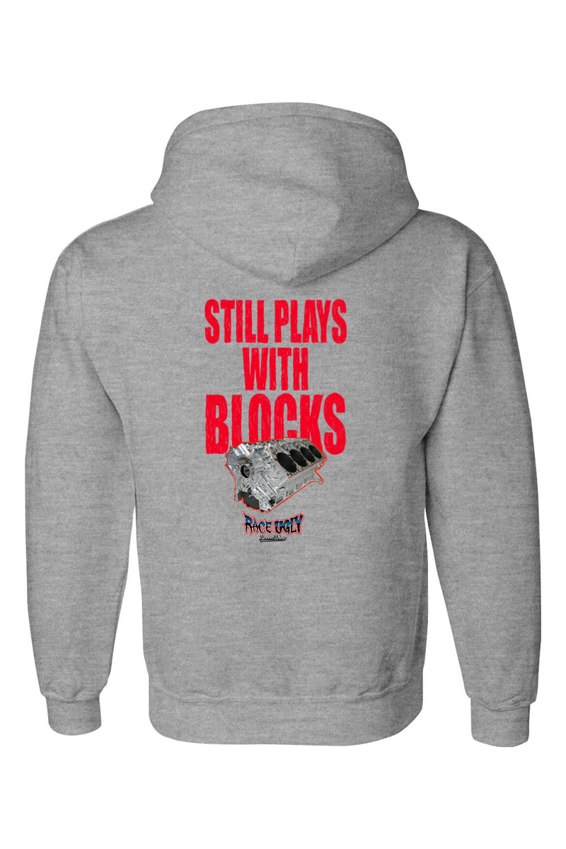 Gildan DryBlend Hooded Sweatshirt "RU BLOCKS" (RED)