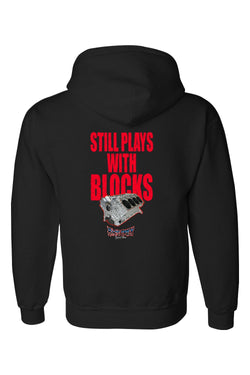 Gildan DryBlend Hooded Sweatshirt "RU BLOCKS" (RED)