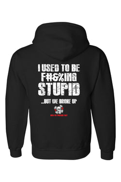 Gildan DryBlend Hooded Sweatshirt "RU F#&%ING STUPID" (WHITE)