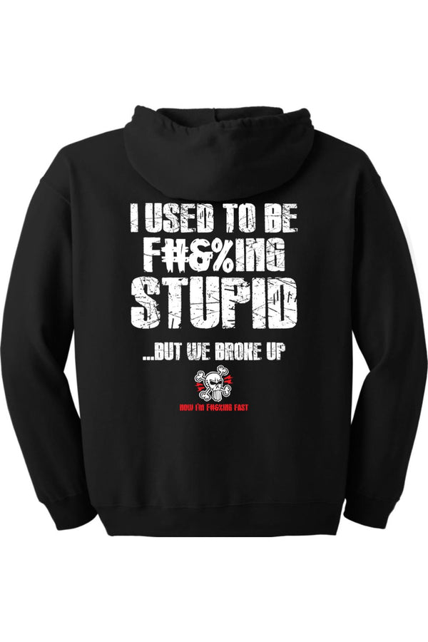 Gildan Heavy Blend Full-Zip Hooded Sweatshirt "RU F#&%ING STUPID" (WHITE)