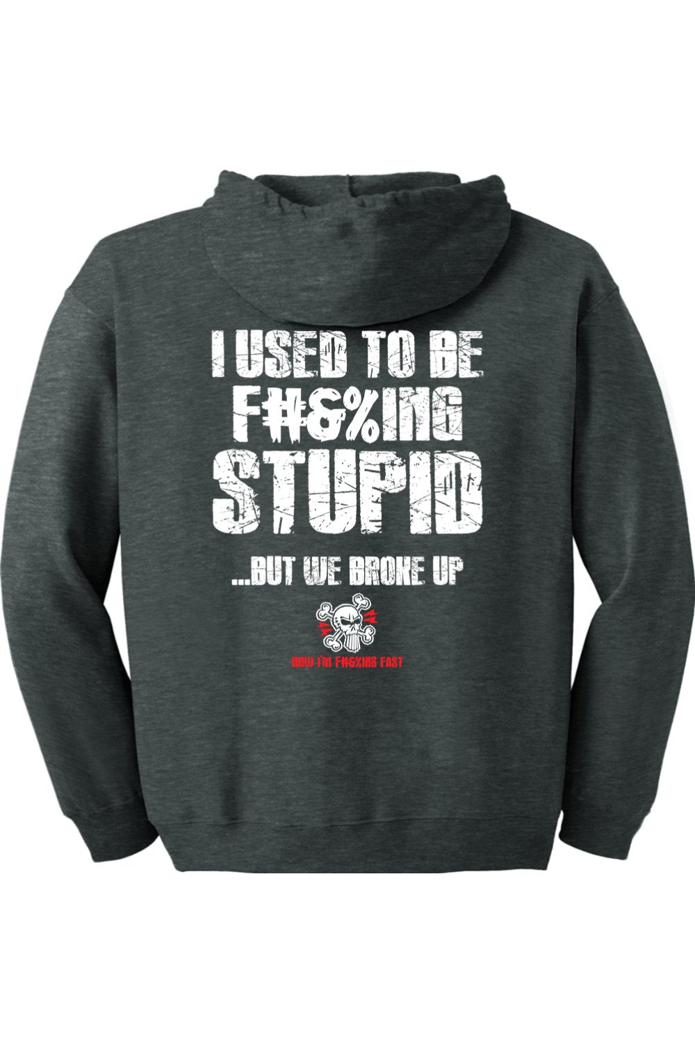 Gildan Heavy Blend Full-Zip Hooded Sweatshirt "RU F#&%ING STUPID" (WHITE)