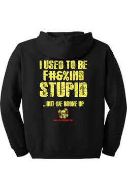Gildan Heavy Blend Full-Zip Hooded Sweatshirt "RU F#&%ING STUPID" (YELLOW)