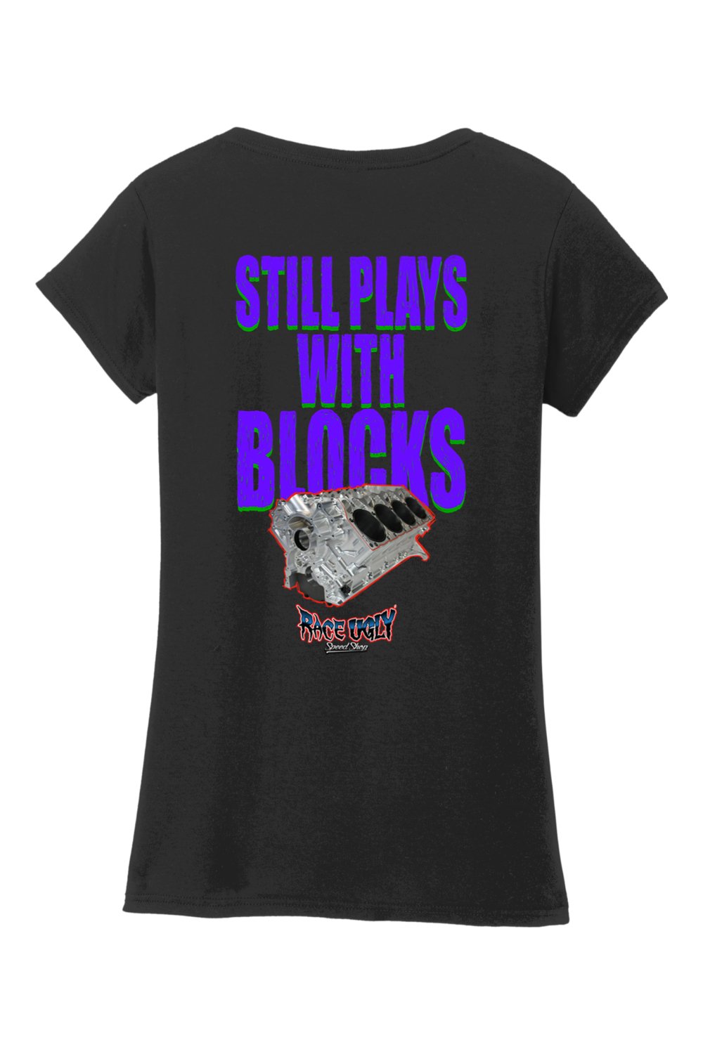 Gildan Softstyle Ladies Fit V-Neck T-Shirt "RU BLOCKS" (PURPLE)