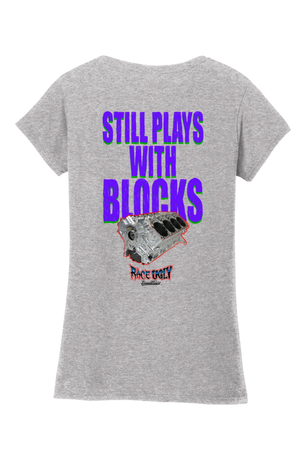 Gildan Softstyle Ladies Fit V-Neck T-Shirt "RU BLOCKS" (PURPLE)