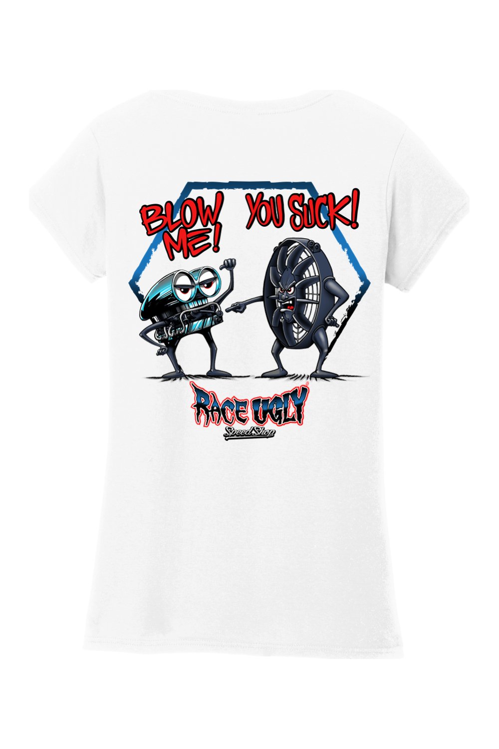 Gildan Softstyle Ladies Fit V-Neck T-Shirt "RU BLOW ME"