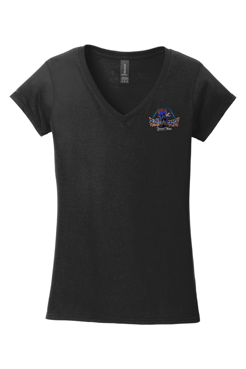 Gildan Softstyle Ladies Fit V-Neck T-Shirt "RU DUMBASS"