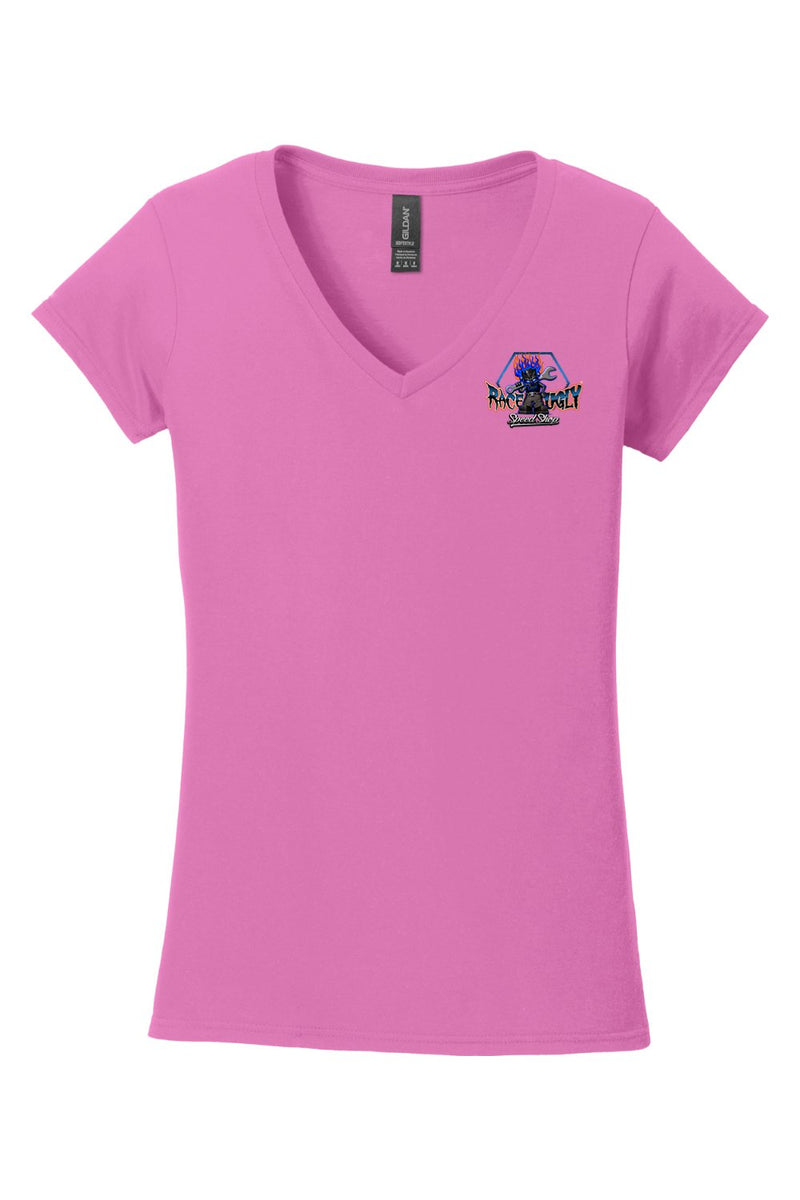 Gildan Softstyle Ladies Fit V-Neck T-Shirt "RU GARAGE"