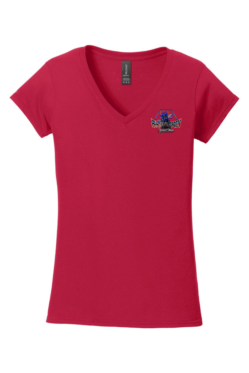 Gildan Softstyle Ladies Fit V-Neck T-Shirt "RU GARAGE"