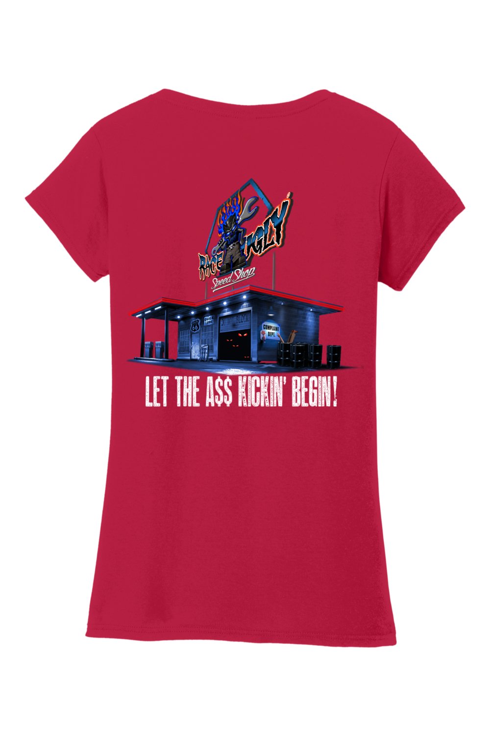 Gildan Softstyle Ladies Fit V-Neck T-Shirt "RU GARAGE"