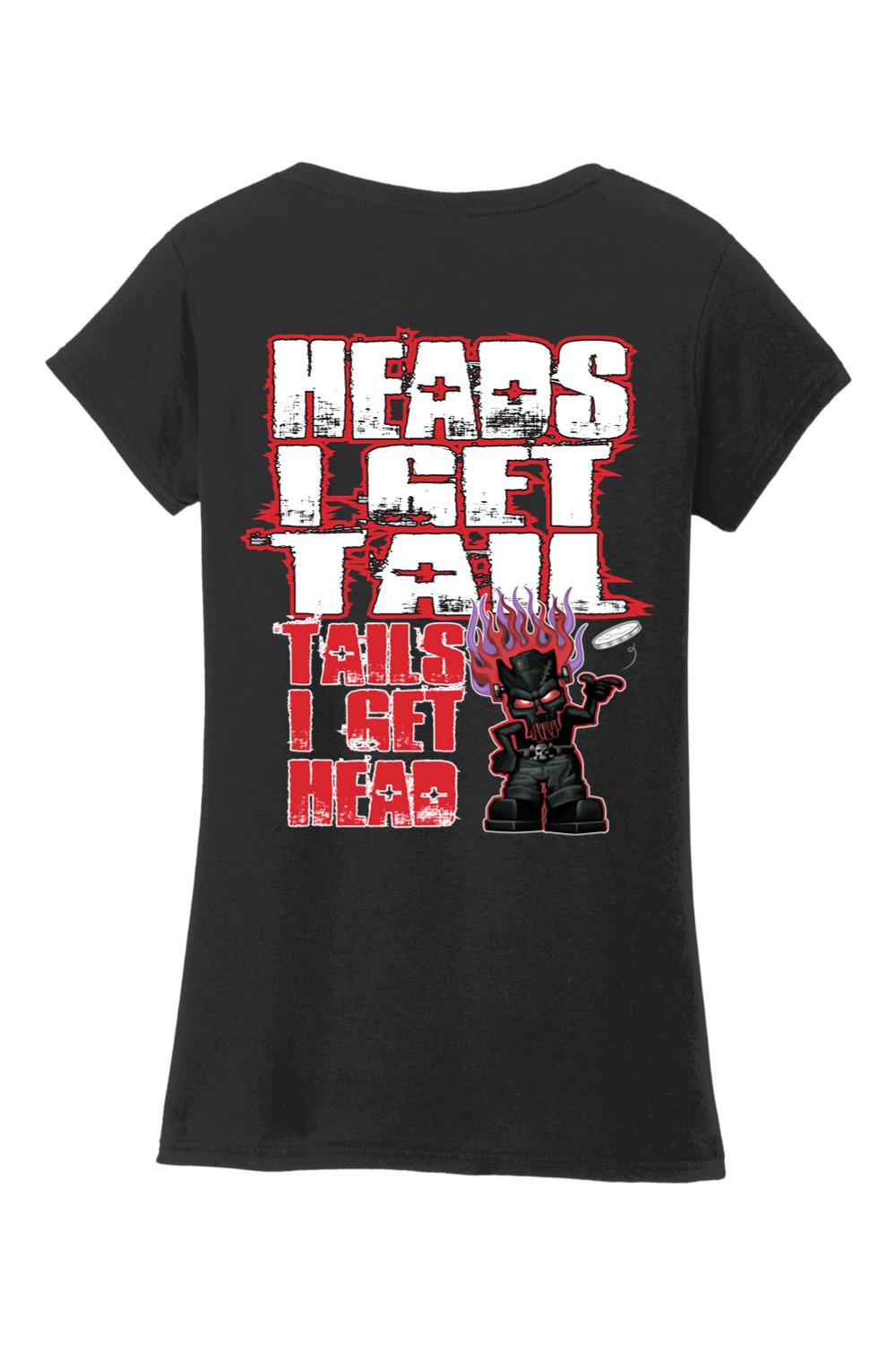 Gildan Softstyle Ladies Fit V-Neck T-Shirt "RU HEADS/TAILS"