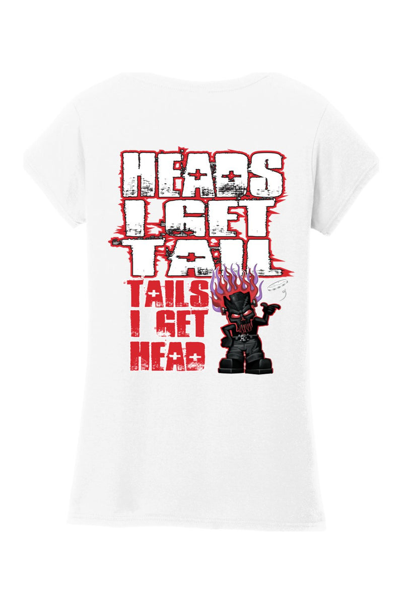Gildan Softstyle Ladies Fit V-Neck T-Shirt "RU HEADS/TAILS"