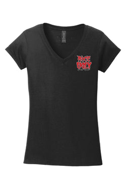 Gildan Softstyle Ladies Fit V-Neck T-Shirt "RU HEADS/TAILS"