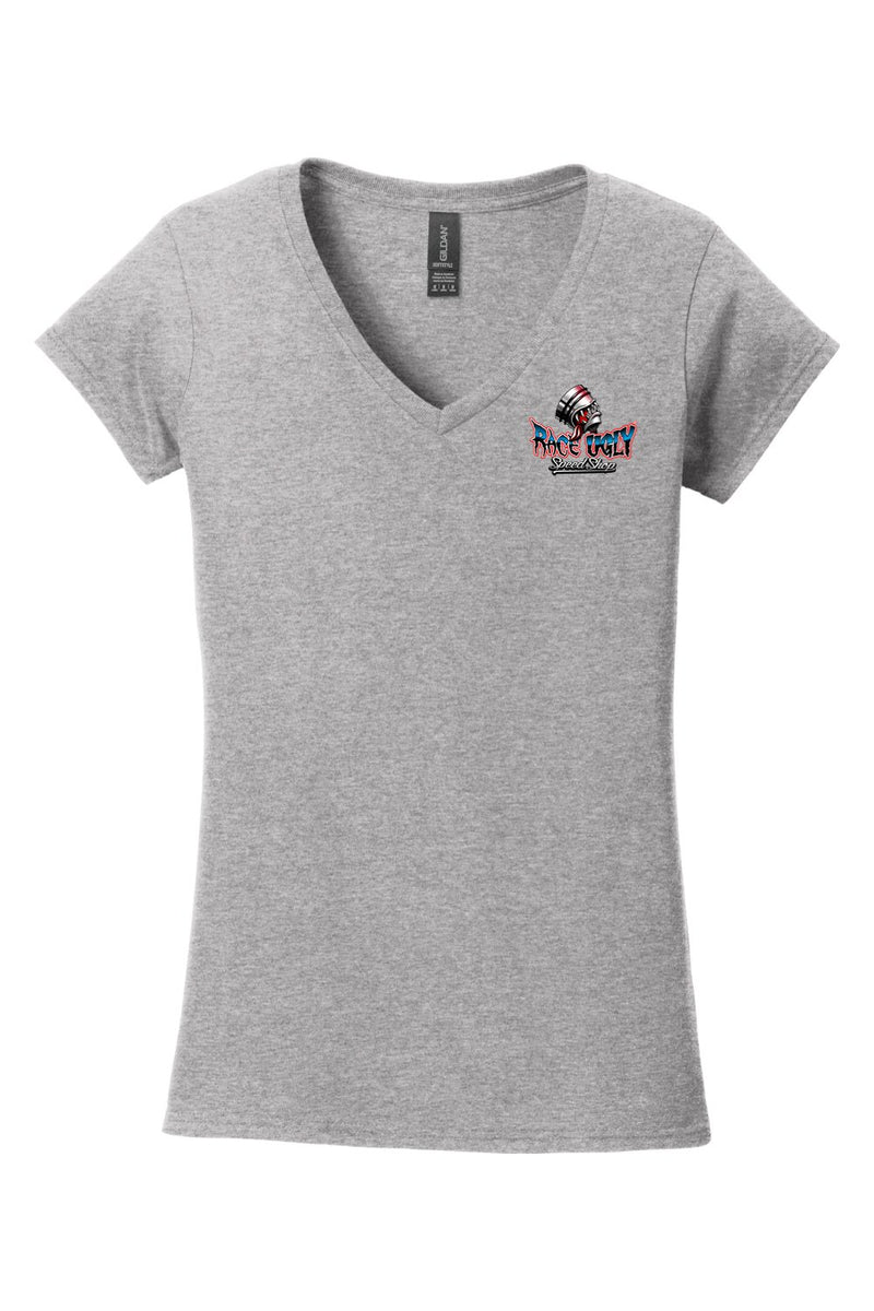 Gildan Softstyle Ladies Fit V-Neck T-Shirt "RU MONEY"