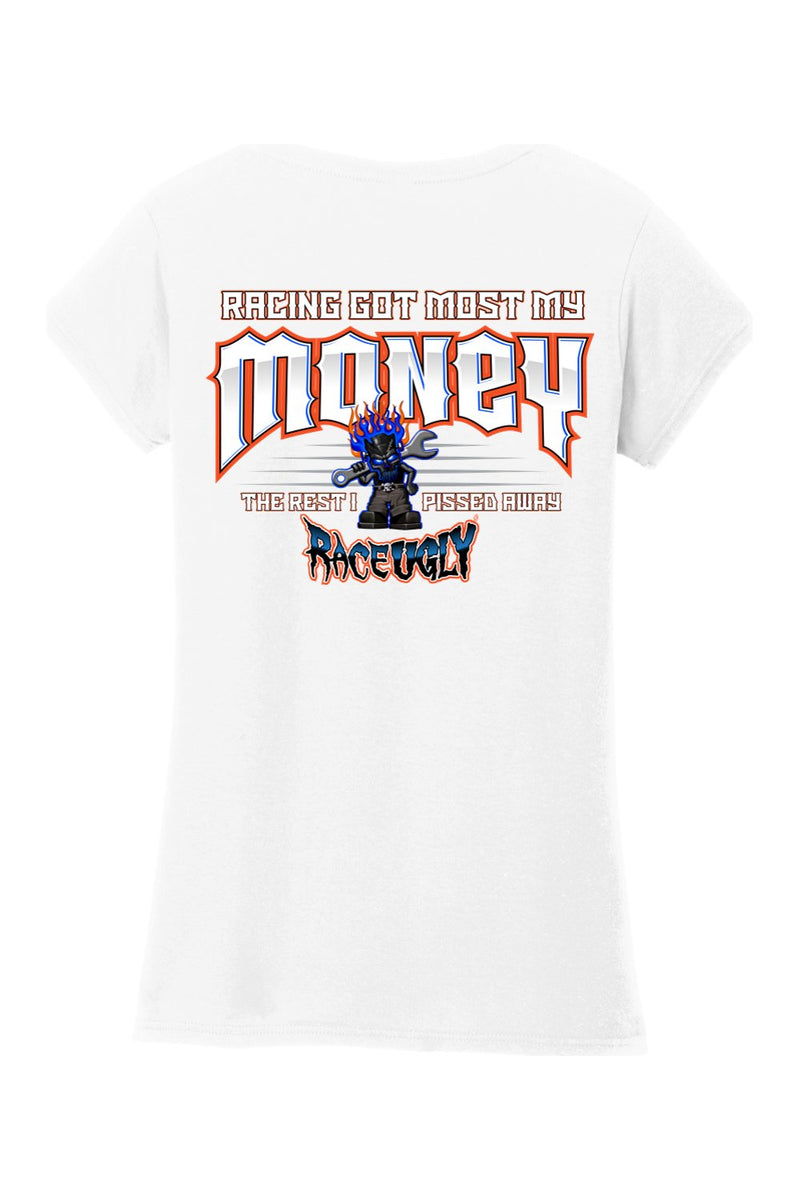 Gildan Softstyle Ladies Fit V-Neck T-Shirt "RU MONEY"