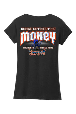 Gildan Softstyle Ladies Fit V-Neck T-Shirt "RU MONEY"