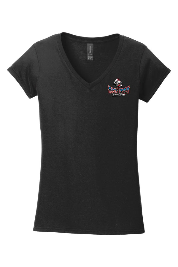 Gildan Softstyle Ladies Fit V-Neck T-Shirt "RU MONEY"