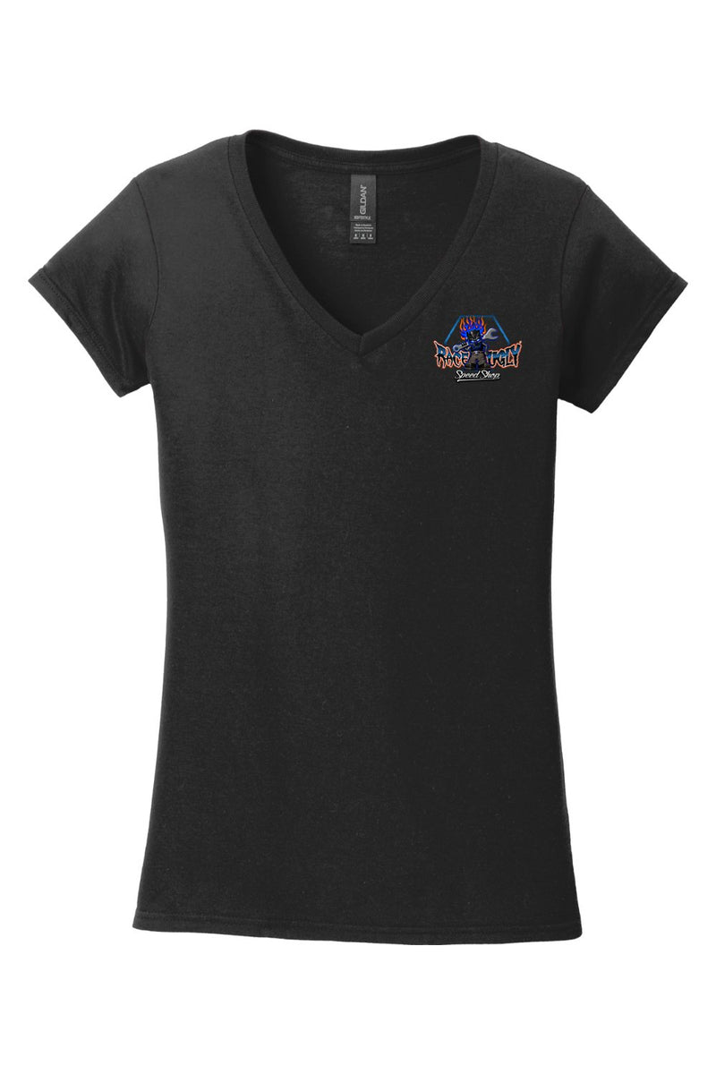 Gildan Softstyle Ladies Fit V-Neck T-Shirt "RU PUCKER"