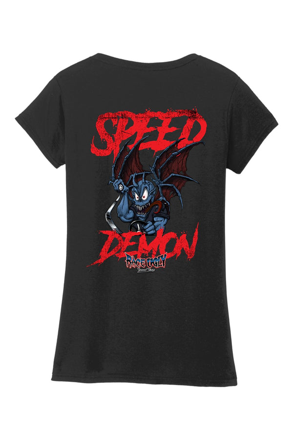 Gildan Softstyle Ladies Fit V-Neck T-Shirt "RU SPEED DEMON"