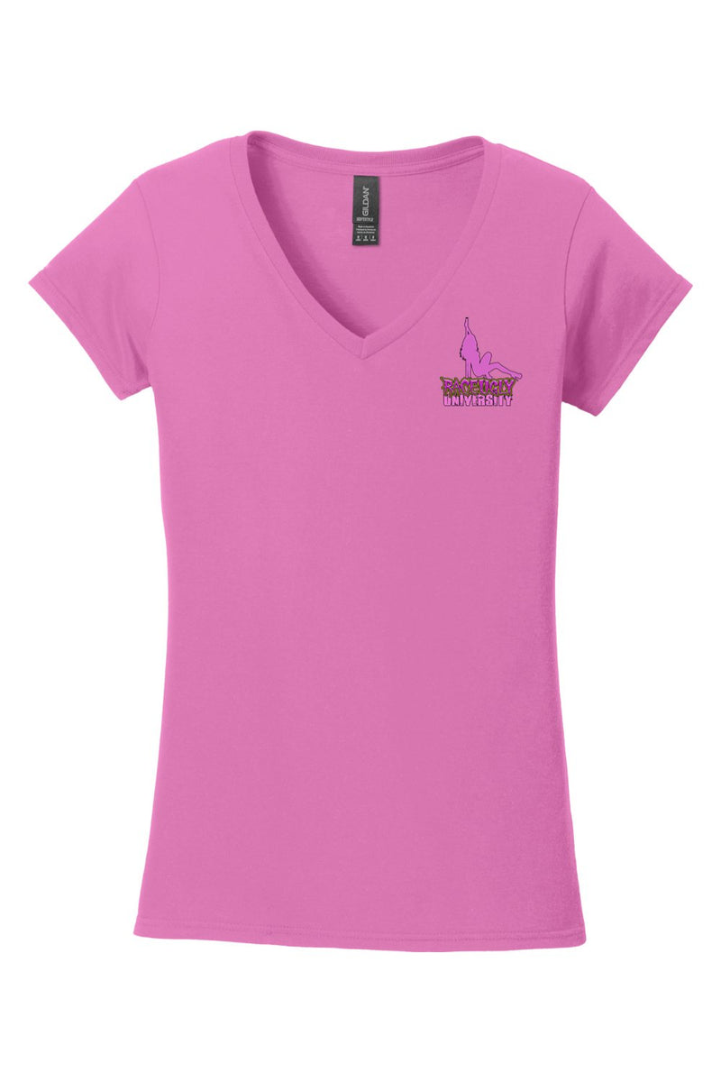 Gildan Softstyle Ladies Fit V-Neck T-Shirt "RU STRIPPER"