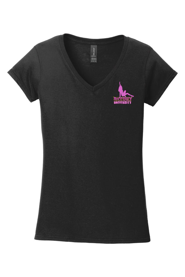 Gildan Softstyle Ladies Fit V-Neck T-Shirt "RU STRIPPER"