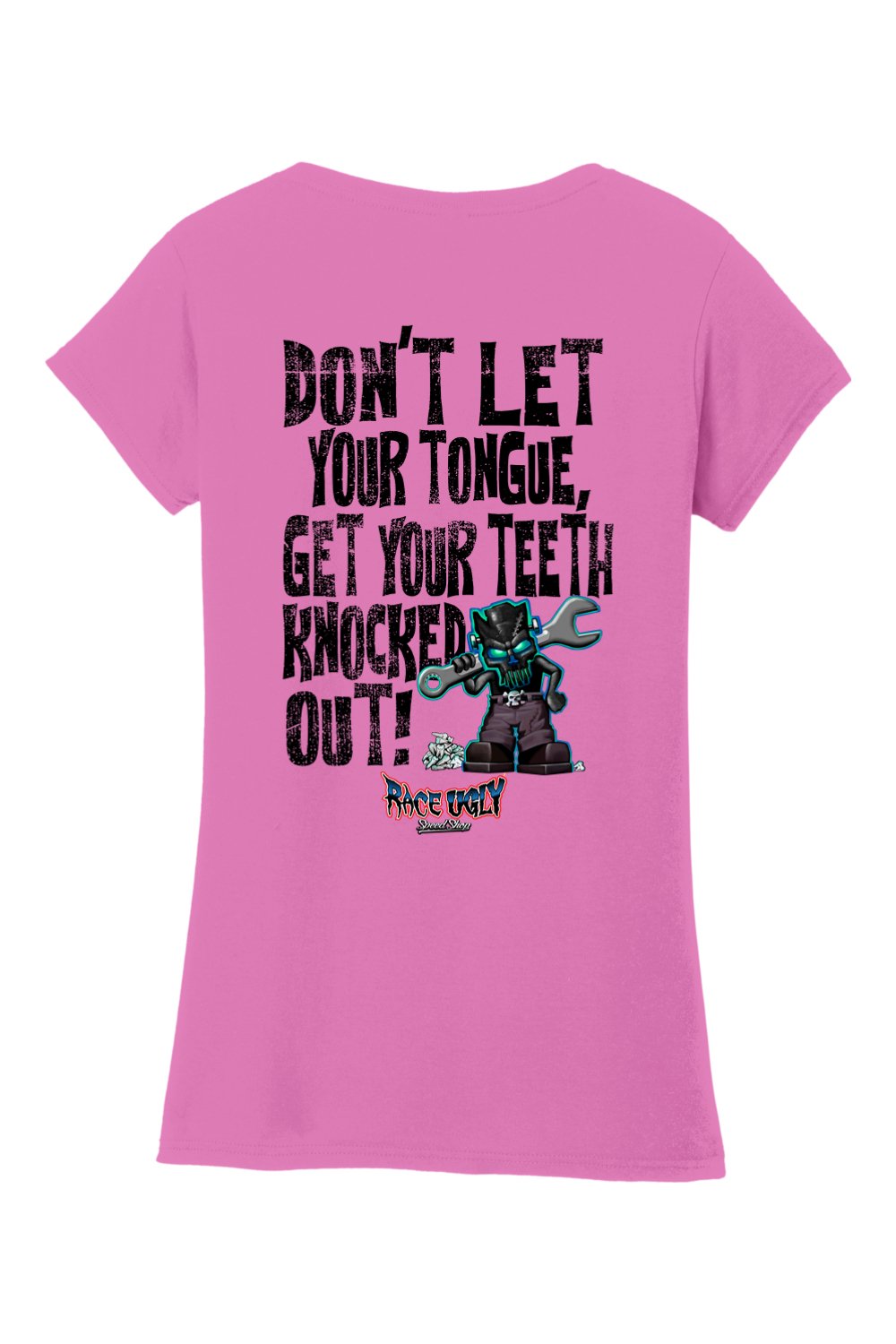 Gildan Softstyle Ladies Fit V-Neck T-Shirt "RU TEETH" (BLACK)