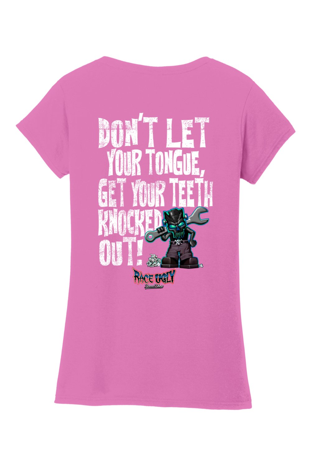 Gildan Softstyle Ladies Fit V-Neck T-Shirt "RU TEETH" (WHITE)