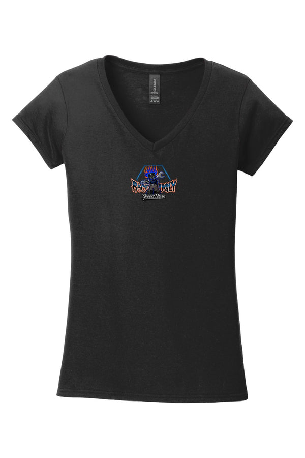Gildan Softstyle Ladies V-Neck T-Shirt "RU F#&%ING STUPID" (YELLOW)