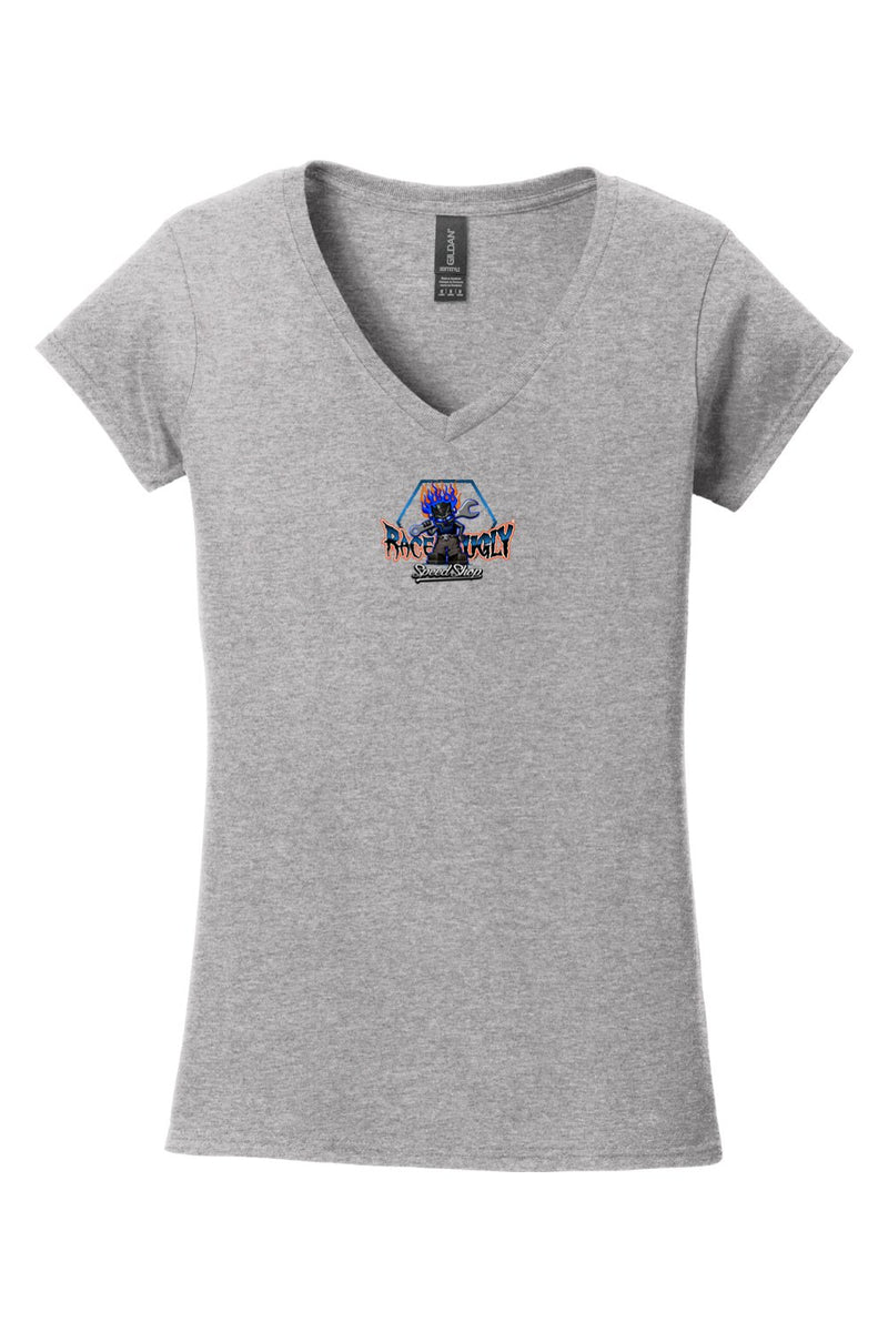 Gildan Softstyle Ladies V-Neck T-Shirt "RU LOUDER"