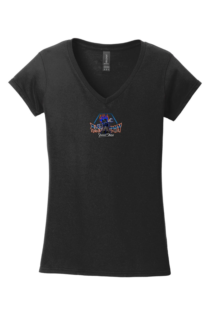 Gildan Softstyle Ladies V-Neck T-Shirt "RU LOUDER"